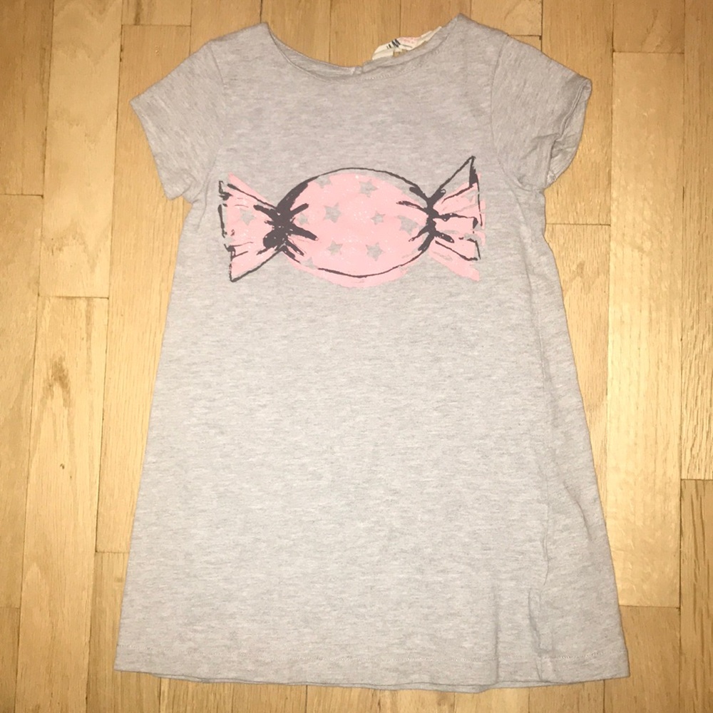 H&M 4-6Y Gray sweatshirt dress with sparkly candy